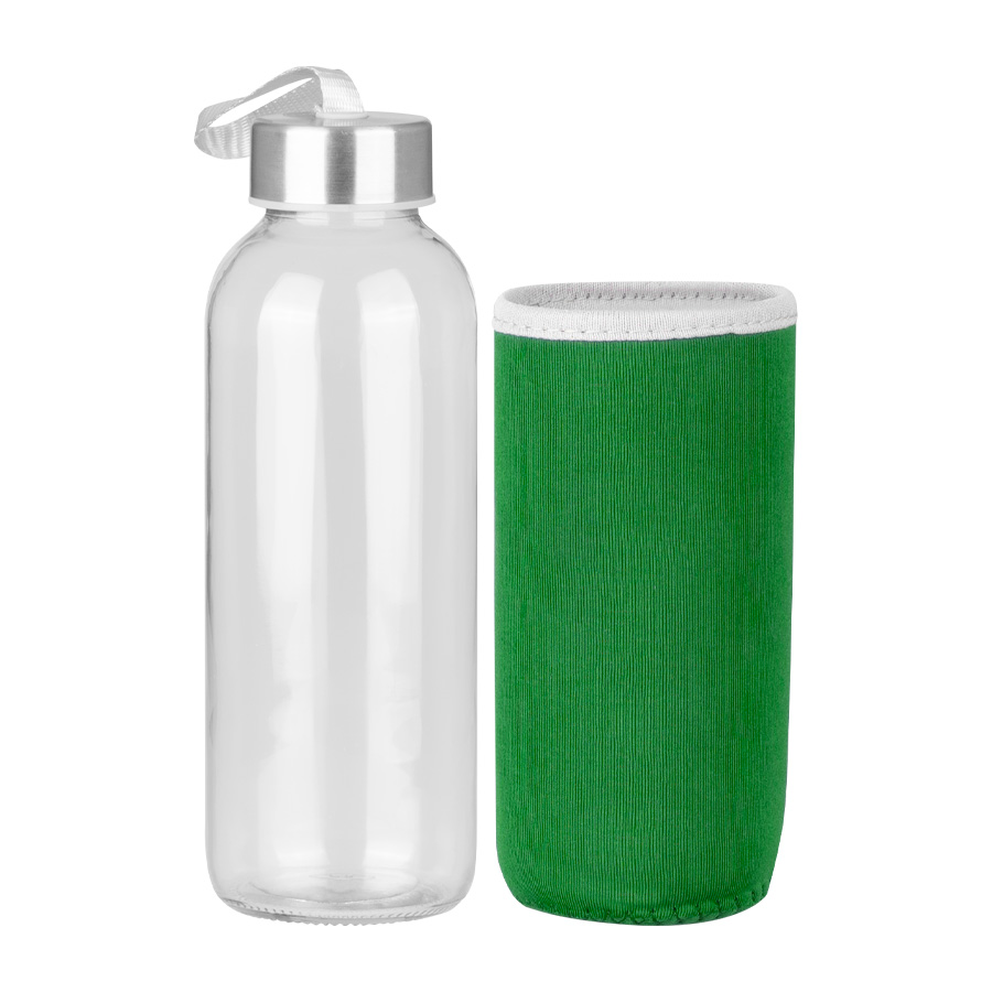 Botella de Vidrio Silica con funda de Neopreno 440cc